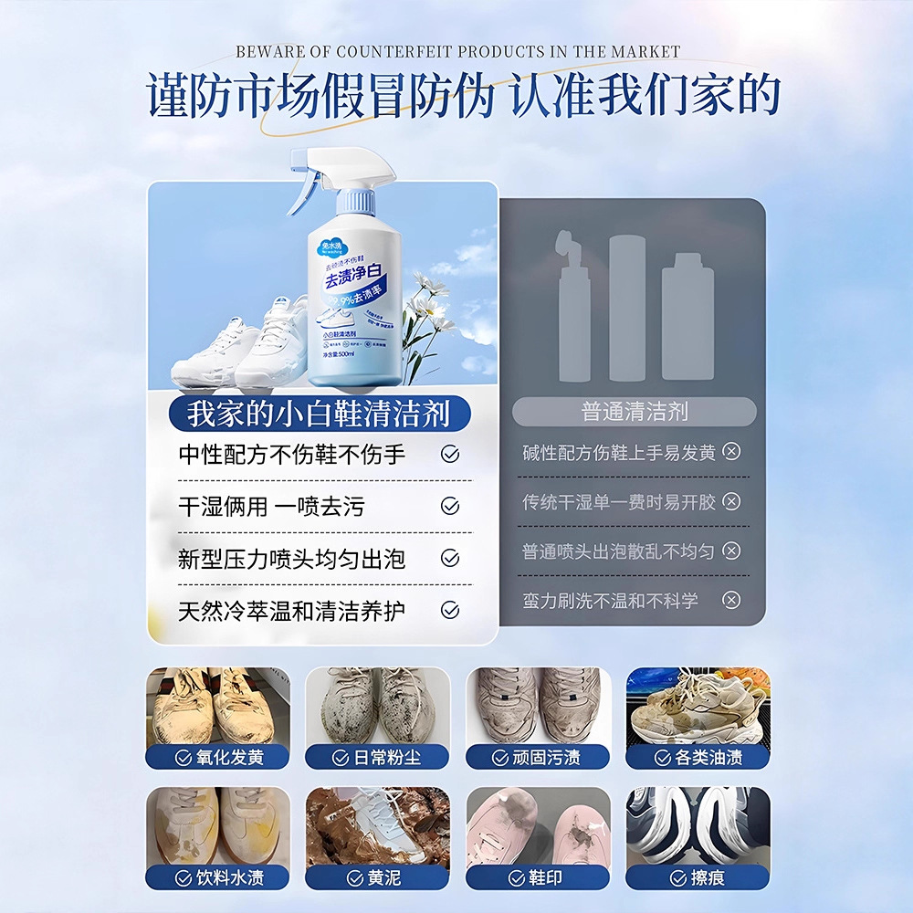 500ml white shoe cleaner no cl - огляд і ціна Sneaker Care Foam